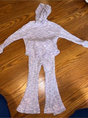 Lavender Heather Hoodie & Flare Pants Set